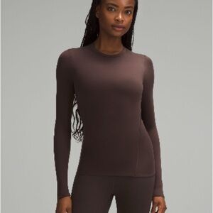 Lululemon Wundermost Ultra Soft Nulu Crewneck Long Sleeve Shirt- Espresso